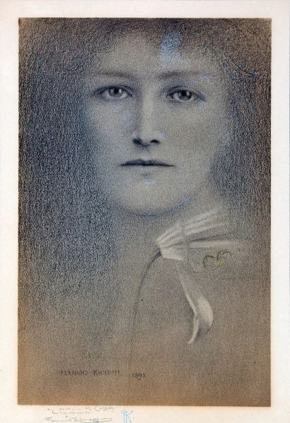  Fernand KHNOPFF (1858-1921)
Diffidence - La défiance, Lilie, 1893
Crayon et pastel... Gazette Drouot
