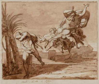  Niccola MONTI (Pistoia, 1780 – Cortona, 1864)
Dieu Chassant Caïn
circa 1820
Plume... Gazette Drouot
