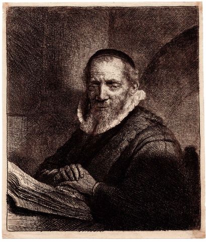  REMBRANDT VAN RIJN (1606 – 1669)
Jan Cornélius Sylvius.
Eau-forte. Très belle épreuve... Gazette Drouot