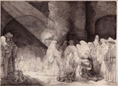  REMBRANDT VAN RIJN (1606 – 1669)
La Présentation au temple. 
Eau-forte, pointe sèche.... Gazette Drouot