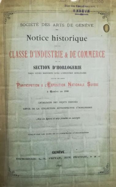 null Société des Arts de Genève. Historical note on the industry & commerce class...