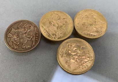 null 4 pièces en or comprenant: 3x Georges V et 1x Edward VII