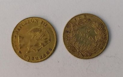 null 2 pièces de 5F or 1856 et 1863