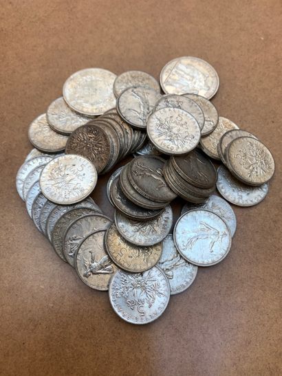 null Lot of 5F silver coins, 2 pieces of 10F Hercules and 1 piece of 5F Hercules...
