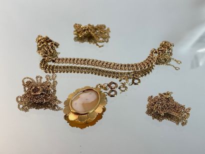 Lot of yellow gold jewelry with cameo. PB:...