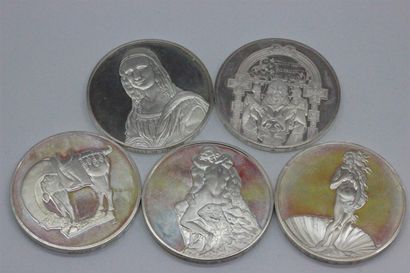 null 14 silver coins "marc Aurelius, Boticcelli the birth of Venus, Rodin's kiss,...