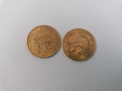 null 2 pièces de 20F or au coq 1897 et 1913