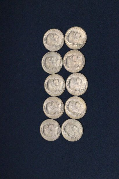 null 10 pièces en or jaune de 20 francs or datées 1912