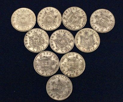 null 10 pièces de 20F or Napoléon III Lauré