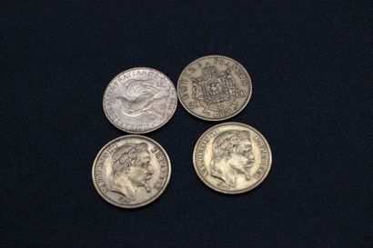 null 4 pièces de 20F or 1866, 1686, 1861 et 1908
