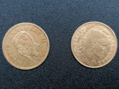 null 1 coin of 10 F gold and 1 coin of 10 Lira gold Italy