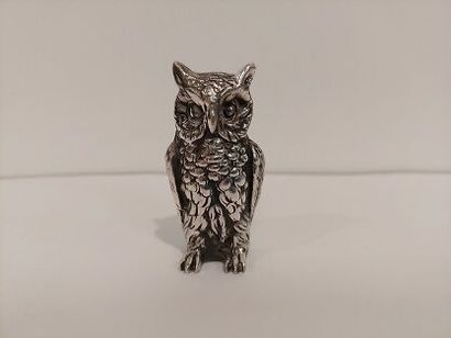 null Solid silver owl 1° title hallmark Minerve Weight: 195g . Height: 6.5cm