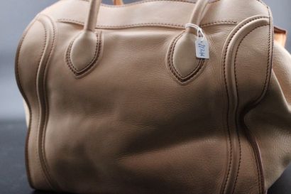 null CELINE- Handbag model PHANTOM in beige grained calf and mocha stitching. 29...