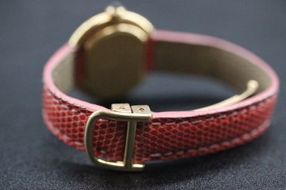 null CARTIER- Yellow gold watch model ELLIPSE with CARTIER pink leather strap and...