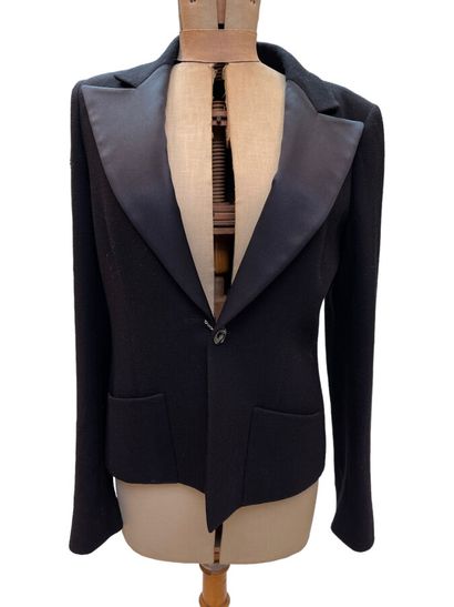 null CHANEL - Evening jacket in wool and silk lining, size 42