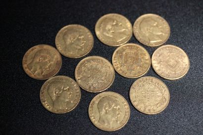 10 pieces of 20F gold Napoleon III