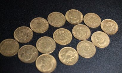 15 coins of 20F gold Napoleon III