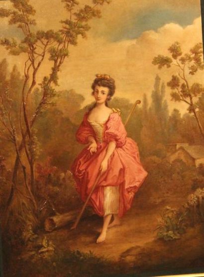 ECOLE FRANCAISE DU XIXème siècle "Portrait d'élégante", huile sur toile. 60x40 (...
