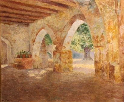 GASTON LE MAINS (1860-1929) "Le prieuré" huile sur toile. 36x55