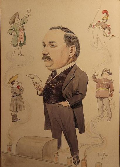 Henri BAUD(fin XIXème début XXème) "Scènes humoristiques", aquarelle signée en bas...