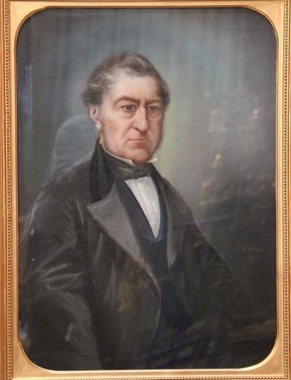 J.CORTAIN "Portrait d'homme", pastel signé et daté 1872