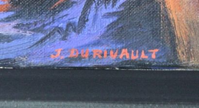 Jacqueline DURIVAULT (1935) 
Composition aux fleurs
Huile sur toile
signée en bas...