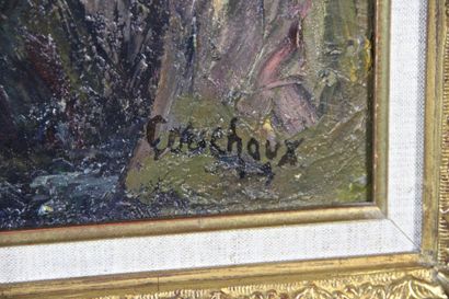 Marcel COUCHAUX (1877-1939) 
Paysanne assise
Huile sur toile
signée en bas à droite...
