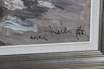 Fernand HERBO (1905-1995) 
Le vieux port d'Honfleur
Huile sur toile
signée en bas...