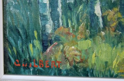 Narcisse GUILBERT (1878-1942) 
Le lac en automne
Huile sur panneau
signée en bas...