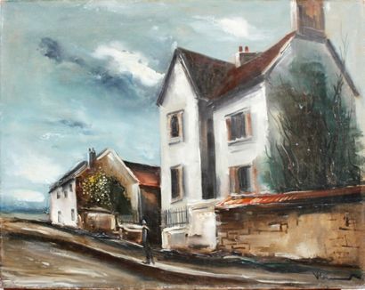 Maurice de Vlaminck (1876-1958) 
Sortie de village
la grande maison
Huile sur toile
signée...