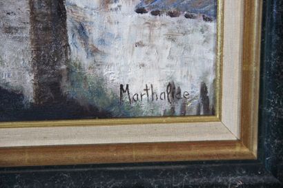MARTHALICE (XIX-XX) 
L'Iton à Louviers
Huile sur toile
signée en bas à droite 
46...