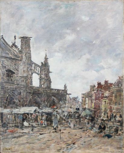 Eugène BOUDIN (1824-1898) 
" Dieppe
Place nationale un jour de marché "
circa 1892-1896...