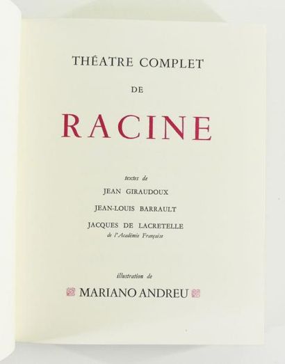 null ANDREU (Mariano) & RACINE (Jean). Théâtre complet. Paris, Club du livre, 1961.

3...