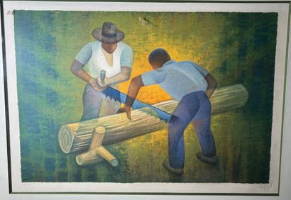 null Louis TOFFOLI (1907-1999)
The woodcutters 
Lithograph
Signed and numbered 22/125
Sight...