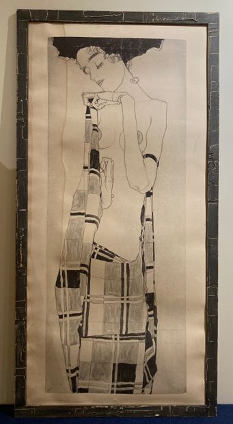 null D'après Egon Schiele
Portrait de Gerti Schiele 
Estampe sur papier.
98 x 46...