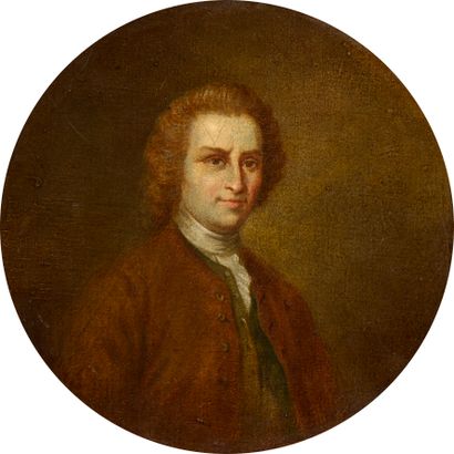 null École FRANCAISE vers 1745
Portrait de Jean-Jacques Rousseau
Toile ronde.
D....