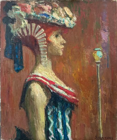 null Pio SANTINI (1908-1986)
Femme au chapeau
Huile sur toile
Signée en bas à droite
65...