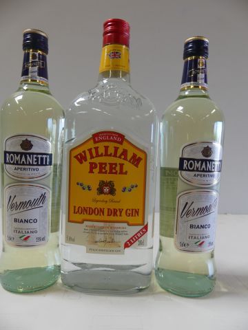 null Lot de 3 bouteilles : 1 Gin William Peel, Kondon Dry Gin 200 cl 38 % vol ; 2...