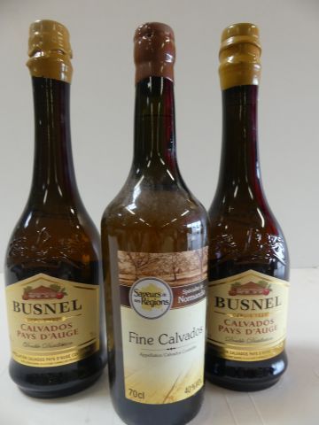 null Lot de 3 bouteilles : 2 Calvados Double Distillation E. Busnel 70 cl 40 % vol...