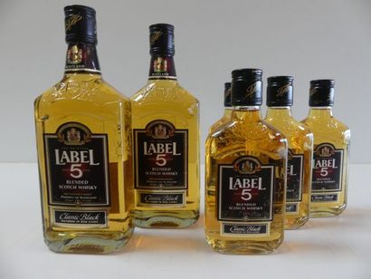 null lot de 6 bouteilles : 2 Whisky Label 5 Blended 50 cl 40 % vol ; 4 Whisky Label...