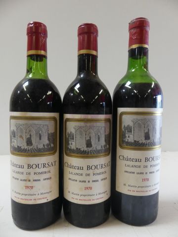 null 3 bouteilles de Lalande de Pomerol 1970 Château Le Boursat Récoltant - 1 niveau...