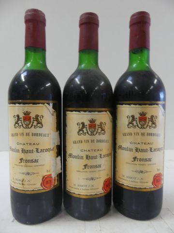 null 3 bouteilles de Château Moulin Haut Laroque 1978 Fronsac propriétaire récoltant...