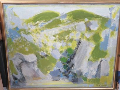 null Maurice Elie SARTHOU (1911-1999) "Composition verte" Huile sur toile. SBD. 65...