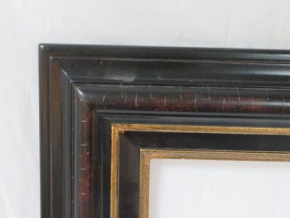 null Cadre en bois laqué noir et or. 56 x 45 cm (35 x 27 cm)
