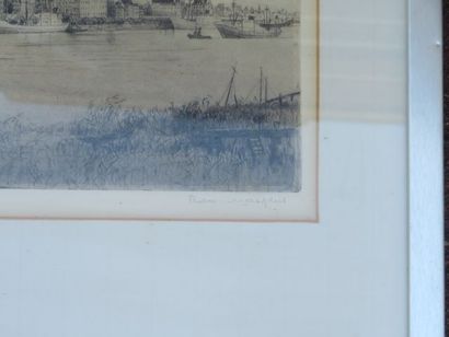 null Romain MALFLIET (1910-2006) "Vue d'Anvers" Eau-forte. Signée au crayon. 28 x...