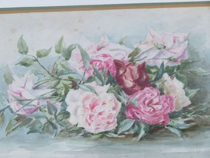 null J. FOUCHET "Nature morte aux roses" Aquarelle. Datée 92. (quelques rousseurs)....