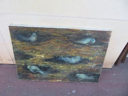 null ESMEIN "Les colombes" Huile sur toile. SBG. 55 x 81 cm