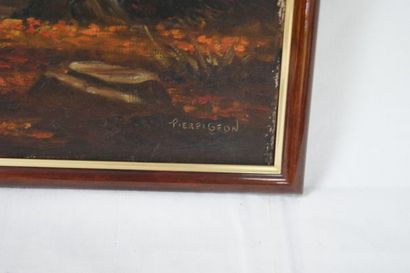 null PIERPIGEON "Sous-bois" Ensemble de deux huiles sur toile. 45 x 39 cm Cadres...