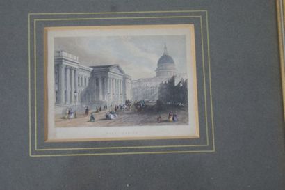 null Petit lot de gravures en couleurs, figurant "Westminster", "la rue de Rivoli"…...