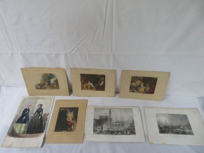 null Lot de 5 gravures, figurant une "Vue de Florence", une "Vue d'Amsterdam", "Le...